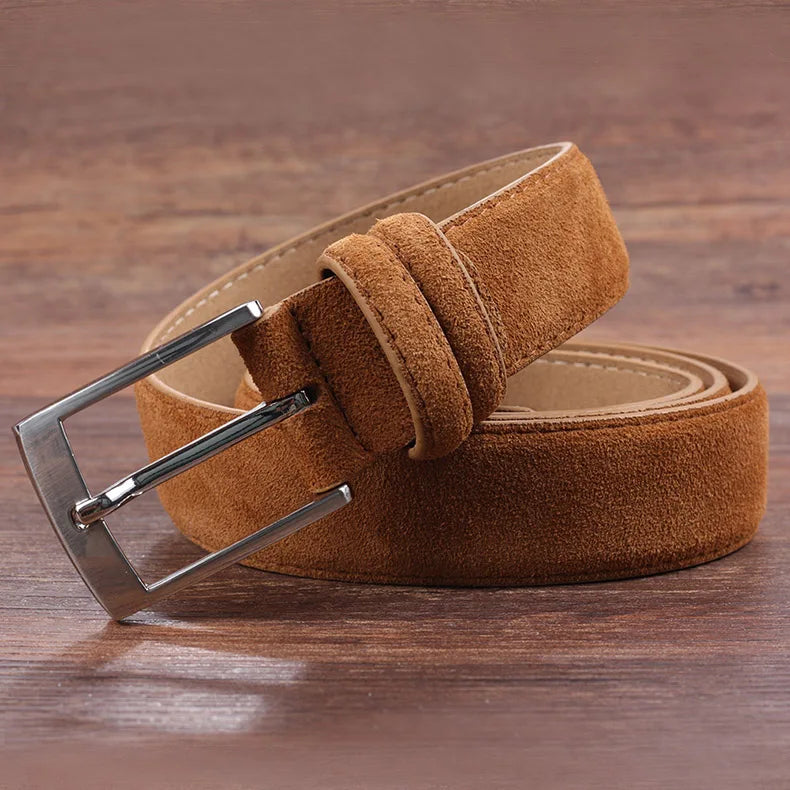 Sude Belt Cow Genuine Leather For Man And Lady With Oxford Fabric Strap Genuine Leather Luxury Pin Buckle Blue Belts