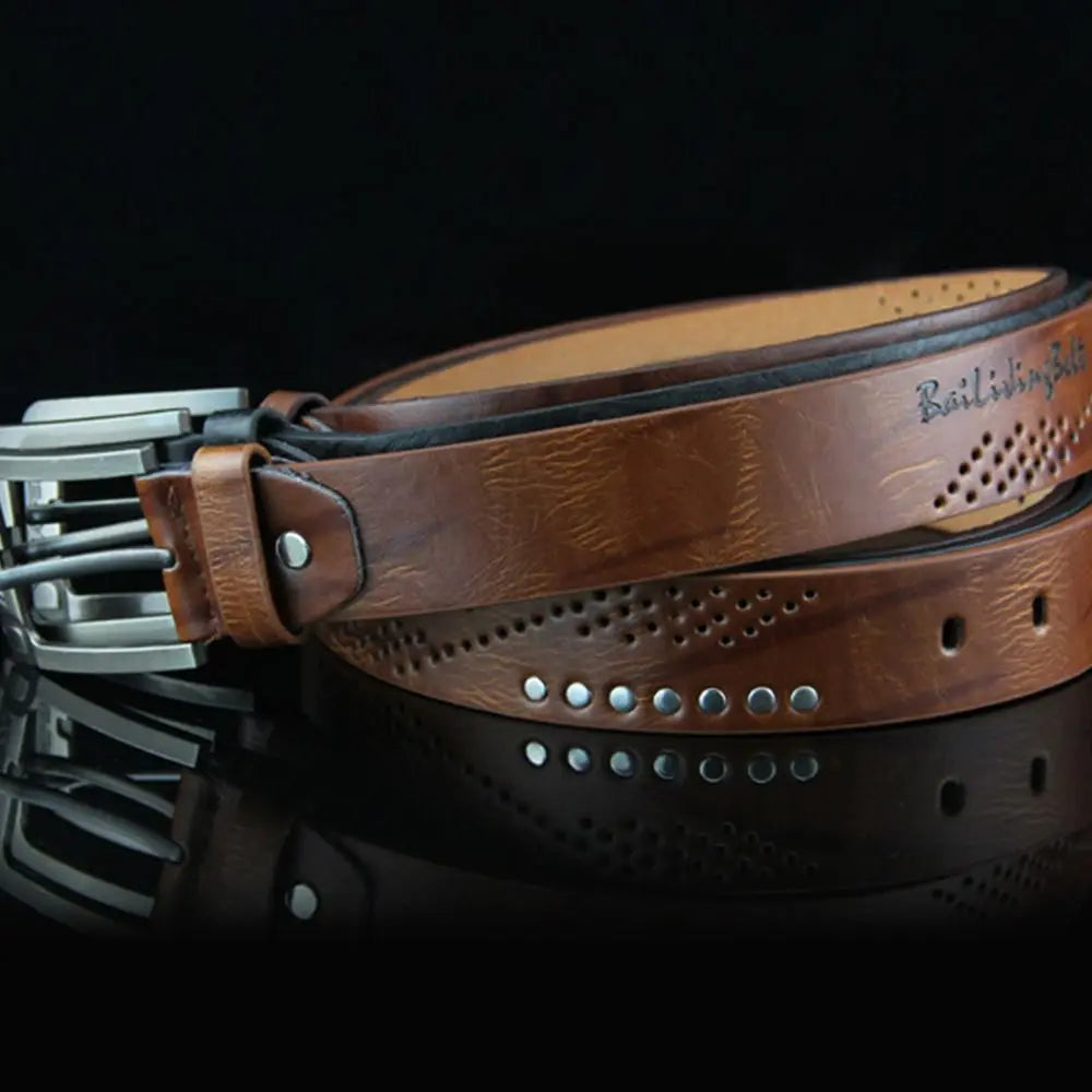 Simple Leather Men's Belt Luxury High Quality Classic Buckle Business Cowboy Vintage Waistband Alloy Belts