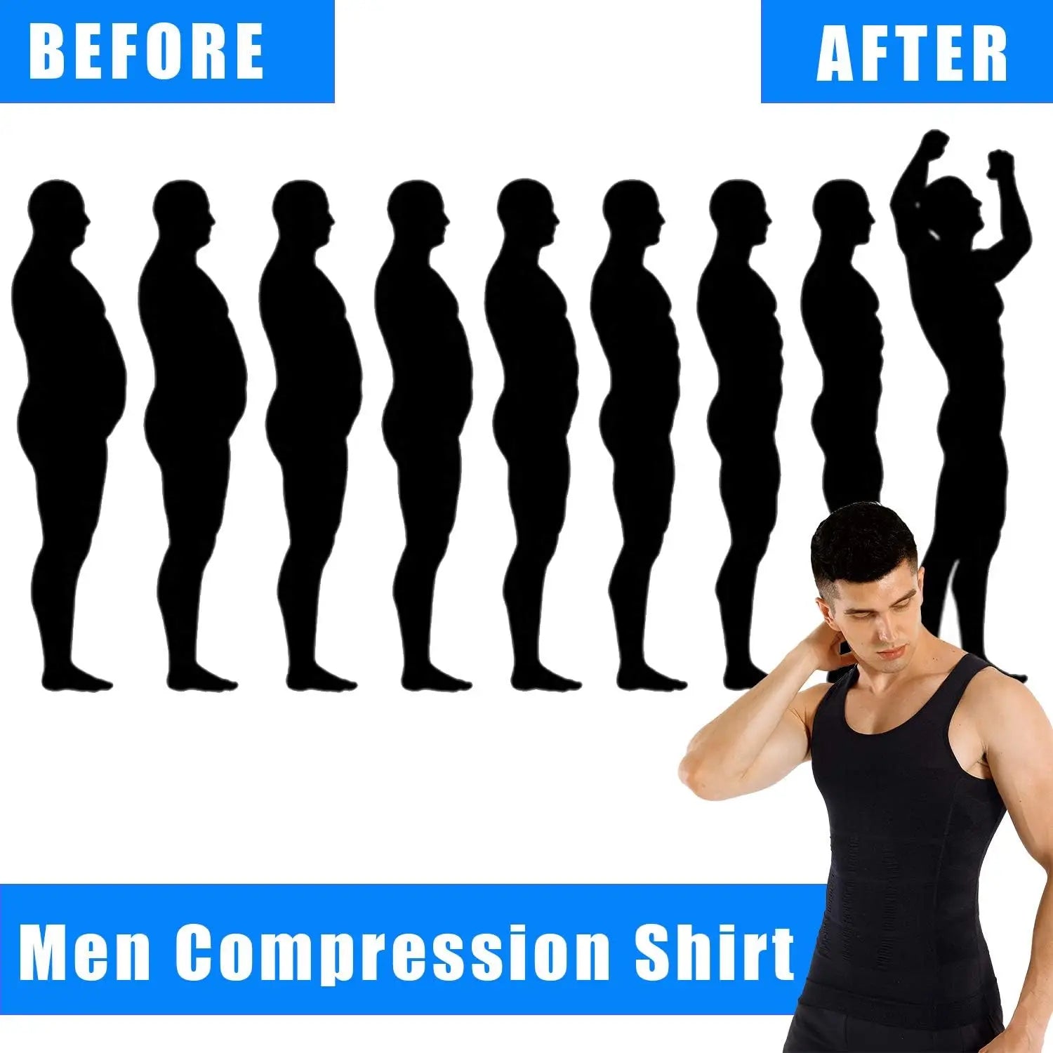 Mens Slimming Body Shaper Vest Shirt Abs Abdomen Slim Gym Workout Tummy Control Compression Tank Top Sleeveless Shapewear