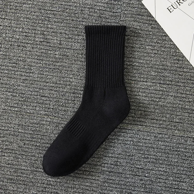 Thickened Cotton Sports Socks For Men Mid-Calf Basketball Stockings Sweat Absorbent Anti-Odor Running Socks Pure Cotton Towel Bo