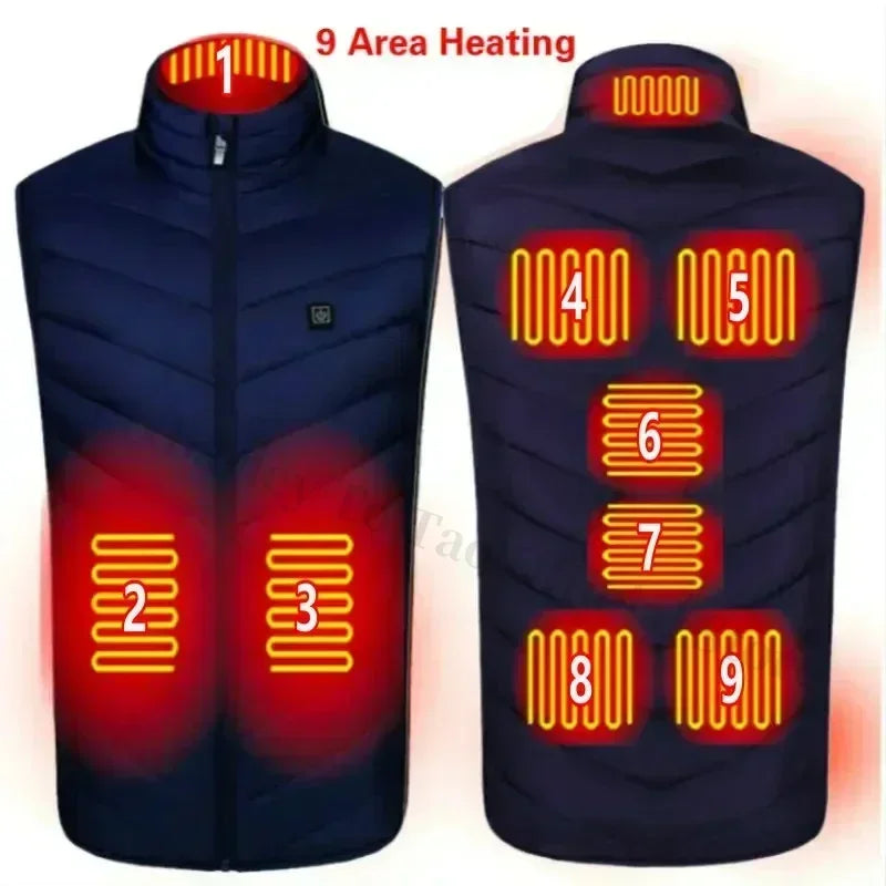 21 Areas Men's Heating Vest Jacket Winter USB Smart Electric Sleeveless Jacket Self-heating Clothes Women Snow Warm Padded Coat