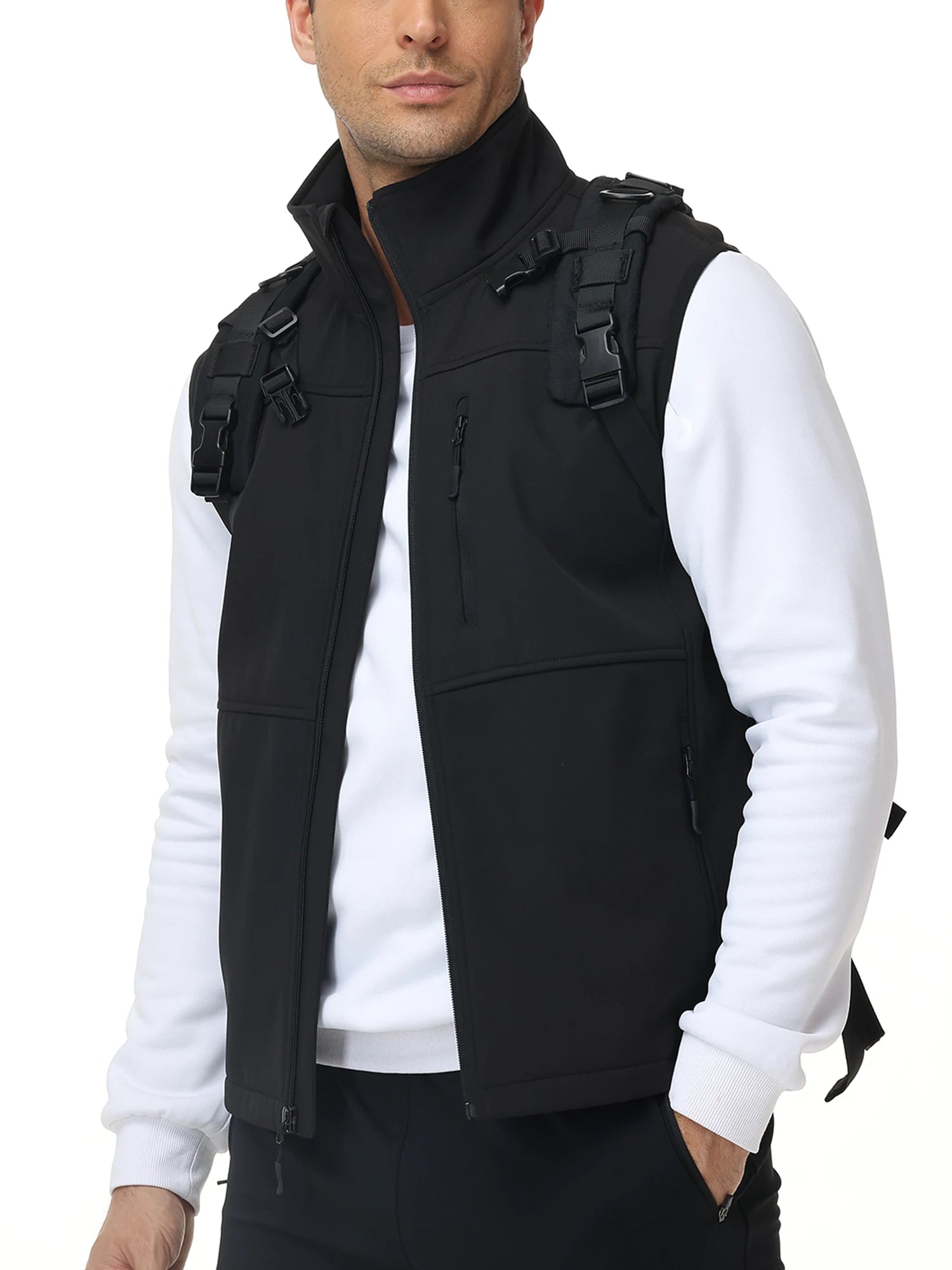 Men's Softshell Running Vest Outerwear Lightweight Windproof Sleeveless Jacket Coat for Daily Golf Cycling Hiking