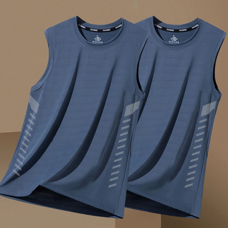 Men's Loose Ice Silk Svel Sports Vest Qui Dry Summer New Sle Running Baskeall Fitn Training Breathable Polyest...