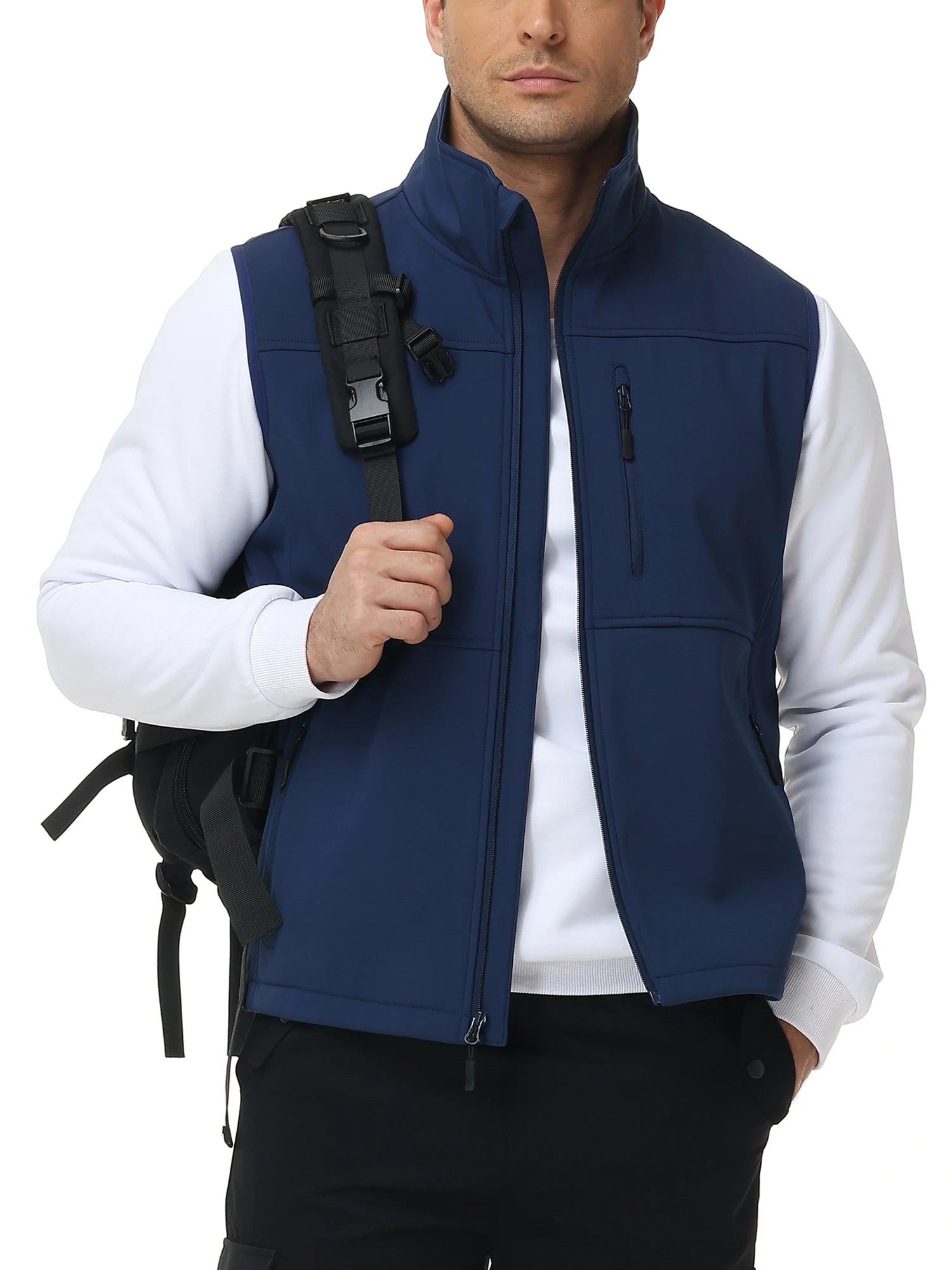 Men's Softshell Running Vest Outerwear Lightweight Windproof Sleeveless Jacket Coat for Daily Golf Cycling Hiking