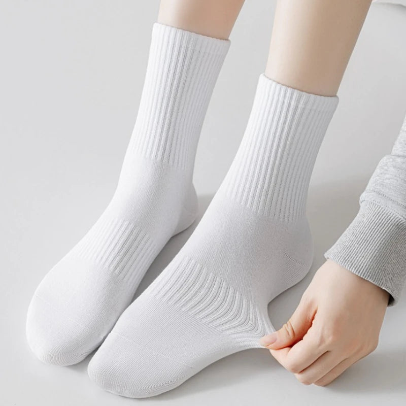 1/5Pairs New Men Cotton New Style White Socks Men Soft Breathable Sports Long Socks Summer Winter for Male Socks Plus Size