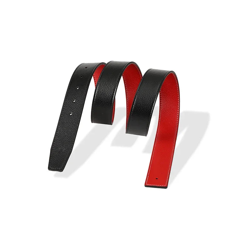 3.8cm PU Leather No-Buckle Belt - Unisex Smooth Pin Fastening Waistband for Men & Women, High-Quality Adjustable Strap