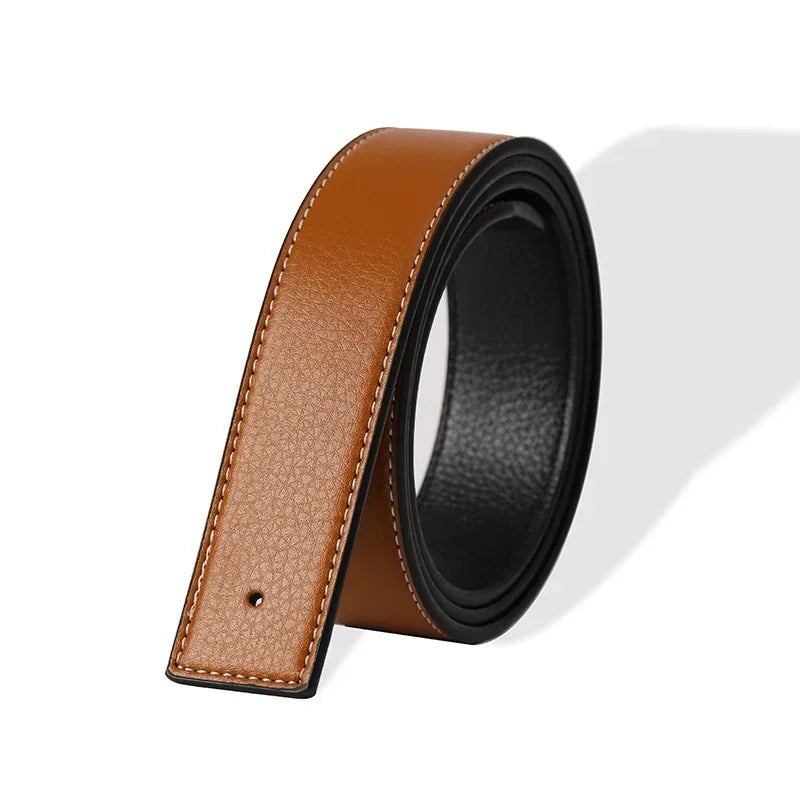 3.8cm PU Leather No-Buckle Belt - Unisex Smooth Pin Fastening Waistband for Men & Women, High-Quality Adjustable Strap