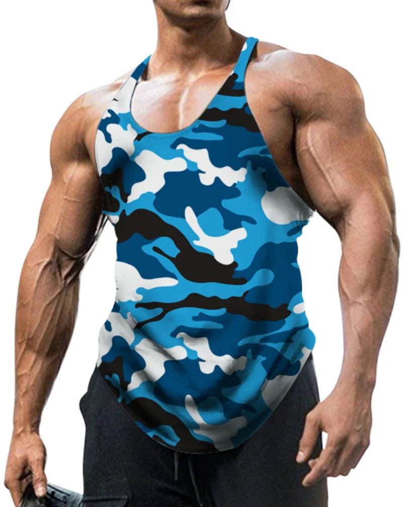 Men's Thin Camouflage Sleeveless  Vintage Sports Fitness Training Vest