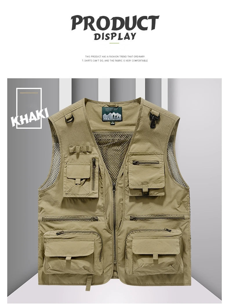 FGKKS 2023 Outdoor Leisure Vest Men's New Multi-Pocket Breathable Outdoor Sports Coat High-Quality Design Leisure Vest Men