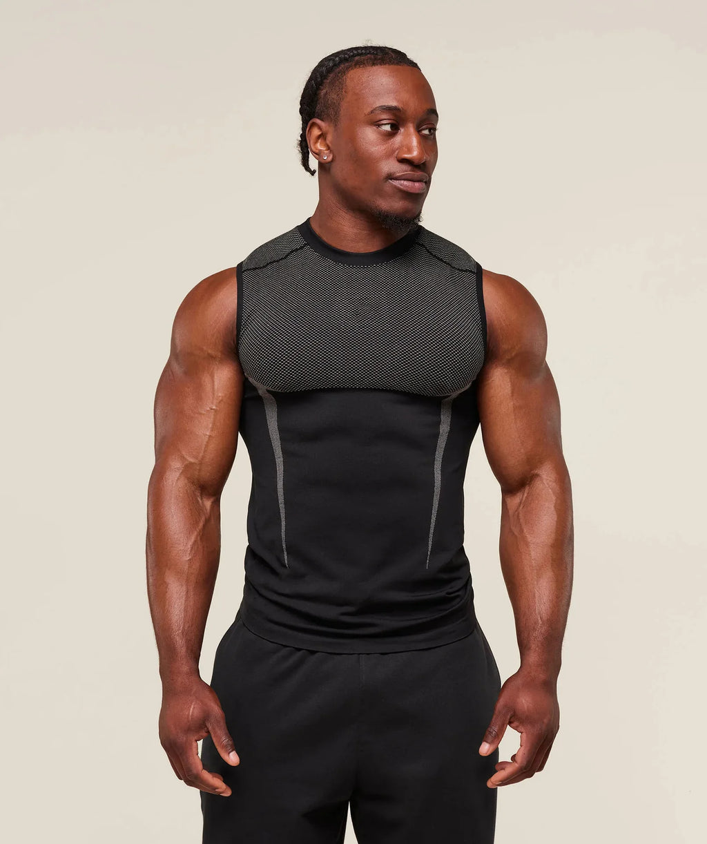 Men's Tight vest sports summer quick-drying breathable seamless fitness running training stretch tight top man sleeveless vest