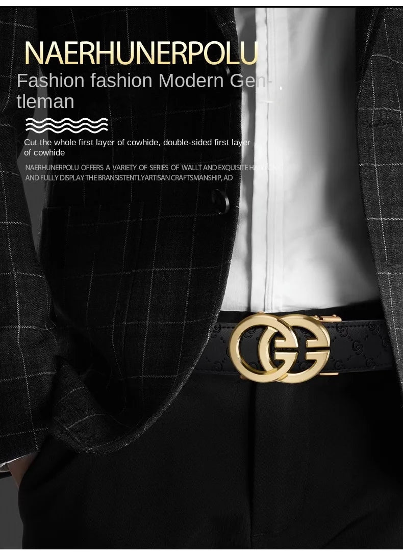 Luxury Belt High Quality Genuine Leather Belt, Automatic Buckle Belt Men's Business Belt Casual Fashion Designer Belt for Men