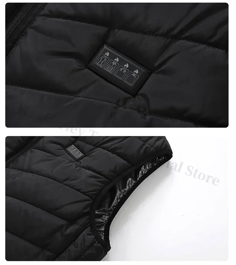 21 Areas Men's Heating Vest Jacket Winter USB Smart Electric Sleeveless Jacket Self-heating Clothes Women Snow Warm Padded Coat