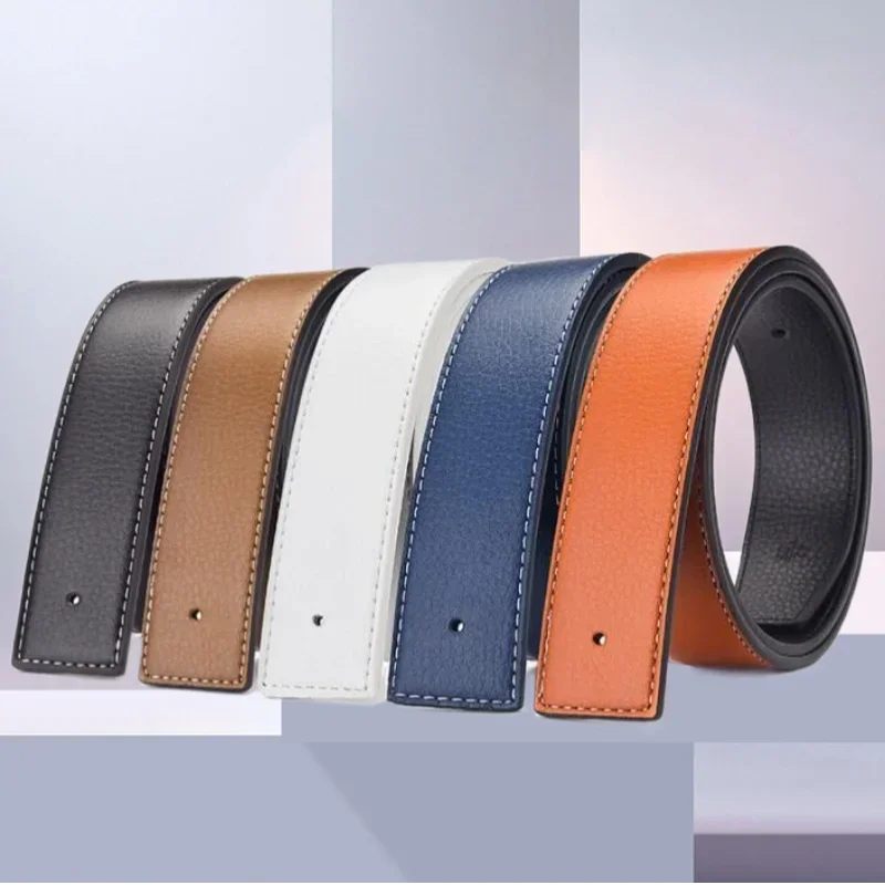 3.8cm PU Leather No-Buckle Belt - Unisex Smooth Pin Fastening Waistband for Men & Women, High-Quality Adjustable Strap