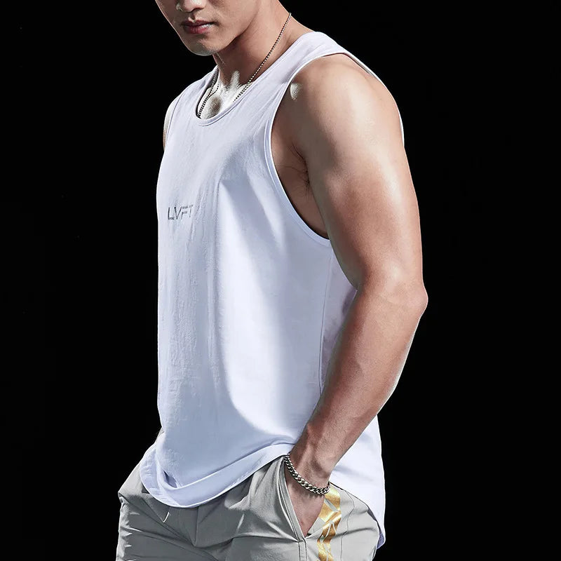 Men's Fitness Sports Tank Tops Man Gyms Workout Clothing Sleeveles Shirt Casual Summer Loose Undershirt Basketball Running Vest