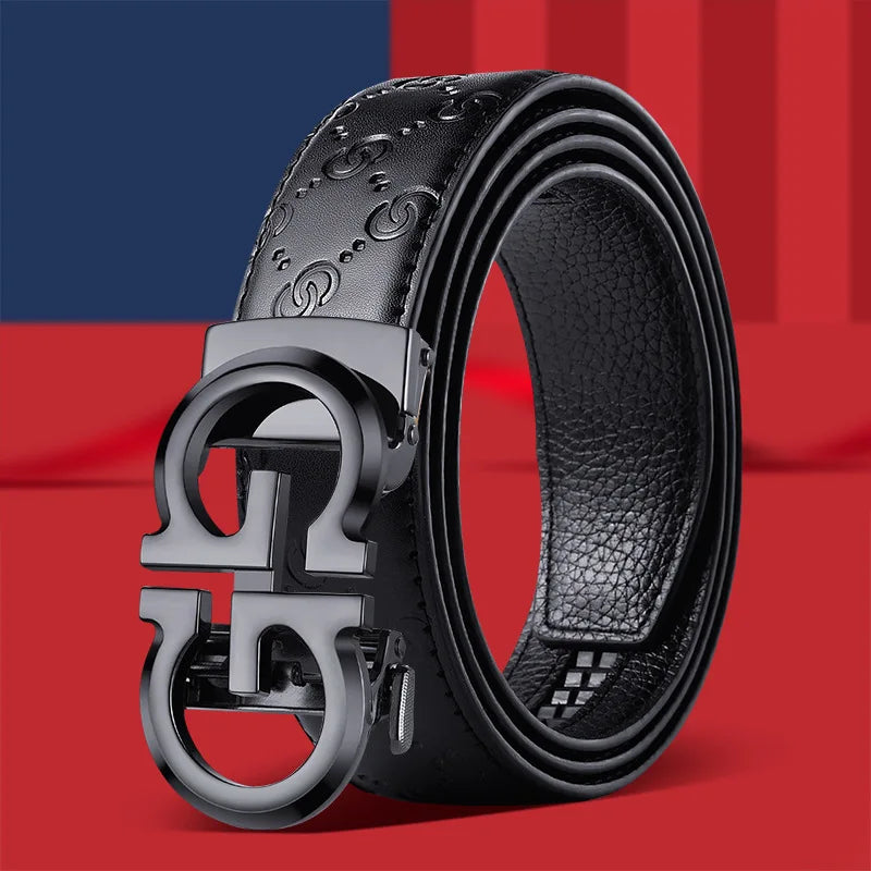 High Quality Casual 34mm Men's Belt Designer Genuine Leather Belts Strap Male Metal Smooth Buckle Fashion men belt for jeans