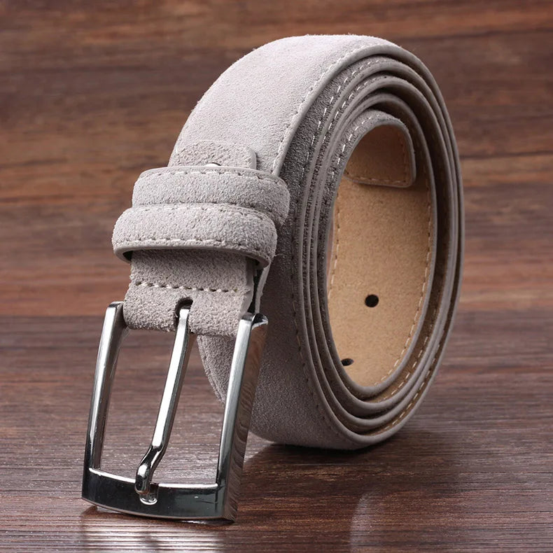 Sude Belt Cow Genuine Leather For Man And Lady With Oxford Fabric Strap Genuine Leather Luxury Pin Buckle Blue Belts