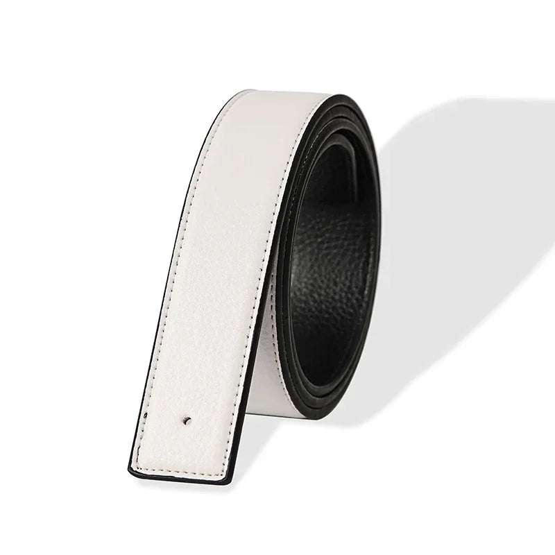 3.8cm PU Leather No-Buckle Belt - Unisex Smooth Pin Fastening Waistband for Men & Women, High-Quality Adjustable Strap