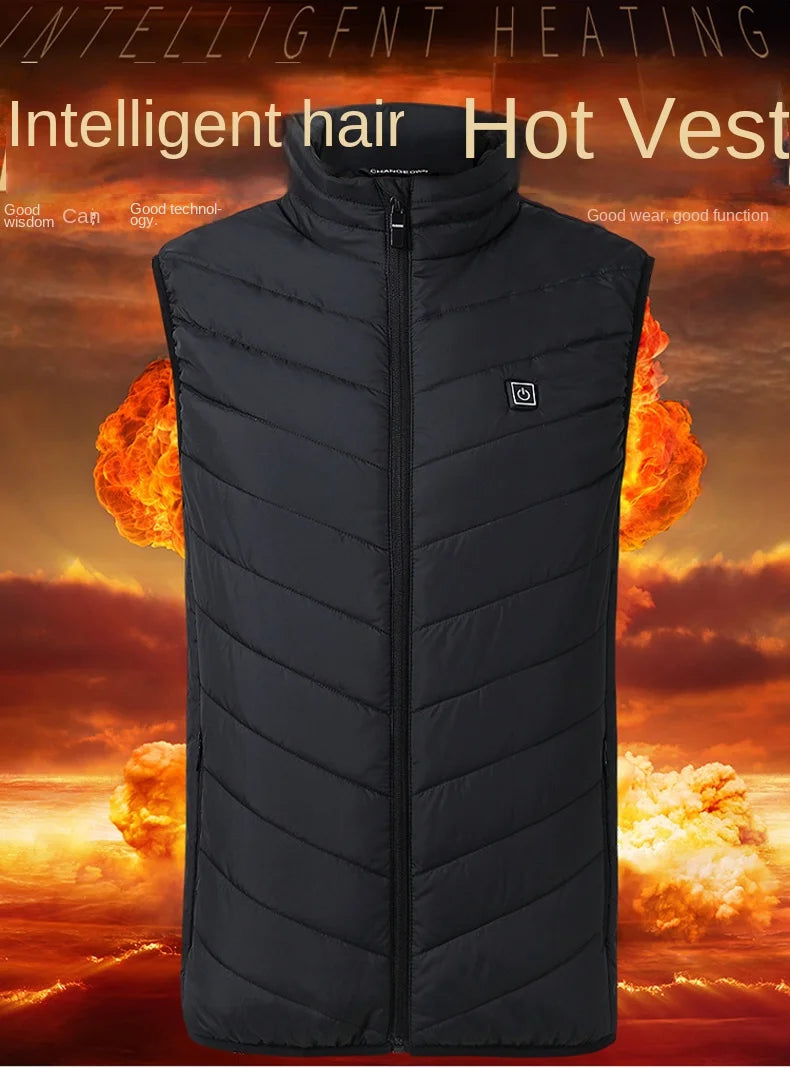 21 Heating Areas Jacket Men's Winter USB Electric Heating Warm Sleeveless Padded vest Infrared Heating Clothes Men Snow Ski Vest