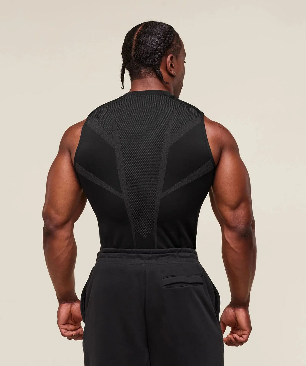 Men's Tight vest sports summer quick-drying breathable seamless fitness running training stretch tight top man sleeveless vest