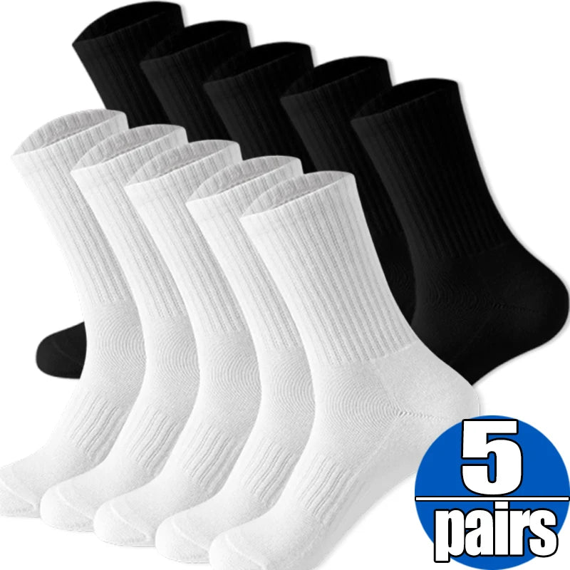1/5Pairs New Men Cotton New Style White Socks Men Soft Breathable Sports Long Socks Summer Winter for Male Socks Plus Size