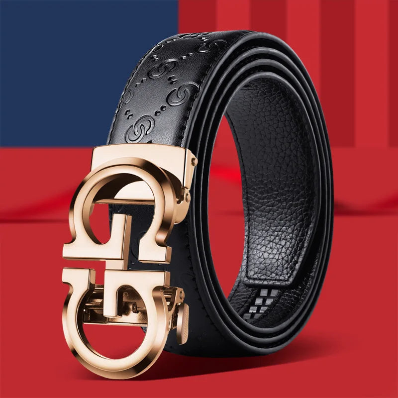 High Quality Casual 34mm Men's Belt Designer Genuine Leather Belts Strap Male Metal Smooth Buckle Fashion men belt for jeans