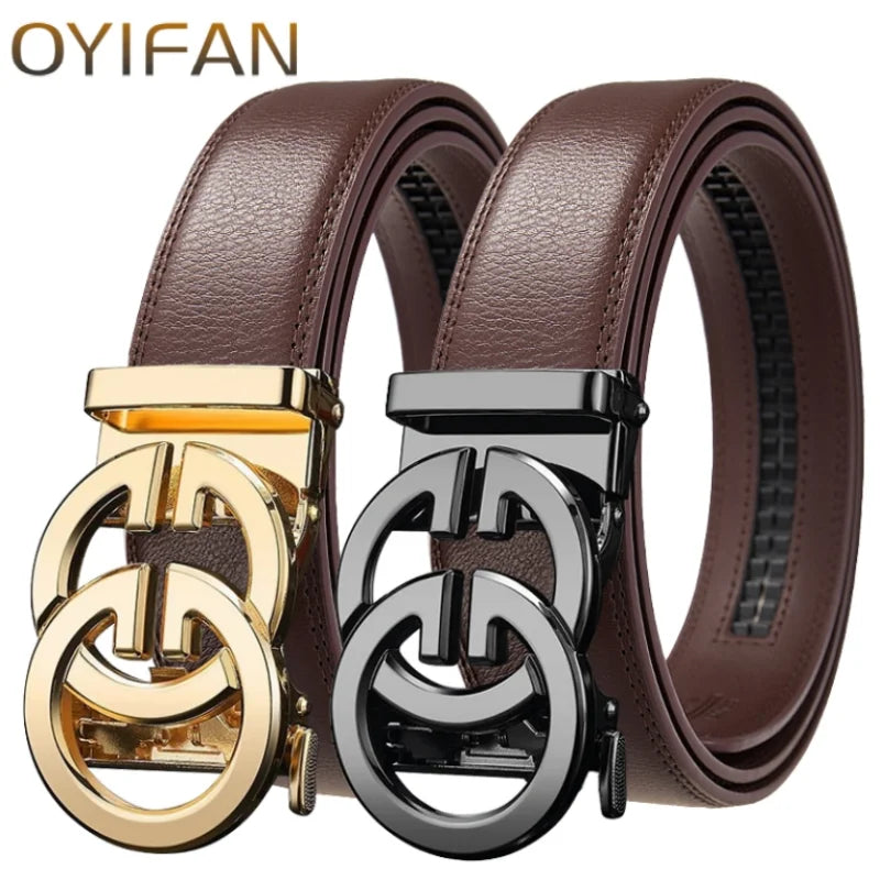 OYIFAN Men's Belt Genuine leather belt Man's high quality luxury business automatic belt Adjustable designer belt for men
