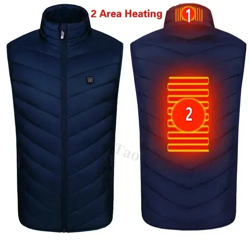 21 Areas Men's Heating Vest Jacket Winter USB Smart Electric Sleeveless Jacket Self-heating Clothes Women Snow Warm Padded Coat