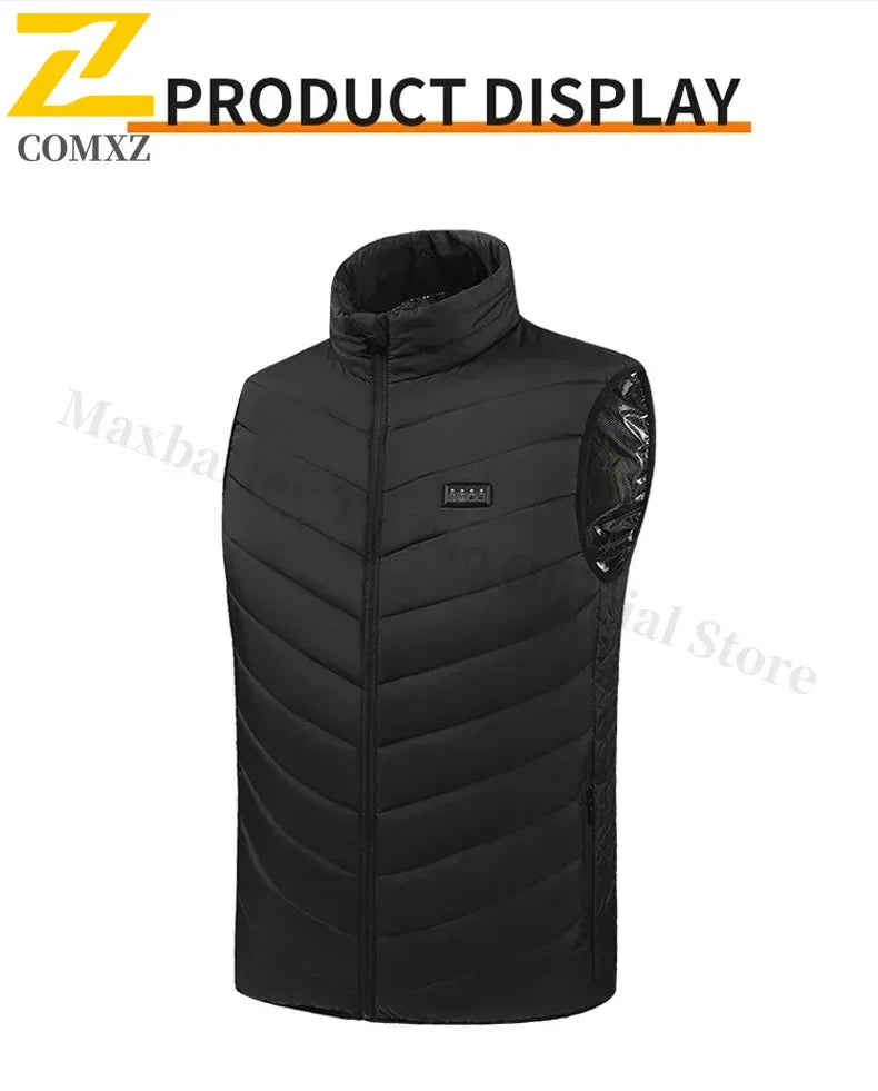 21 Areas Men's Heating Vest Jacket Winter USB Smart Electric Sleeveless Jacket Self-heating Clothes Women Snow Warm Padded Coat