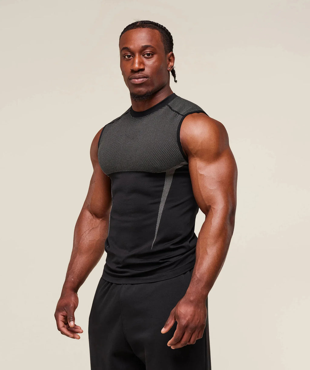 Men's Tight vest sports summer quick-drying breathable seamless fitness running training stretch tight top man sleeveless vest