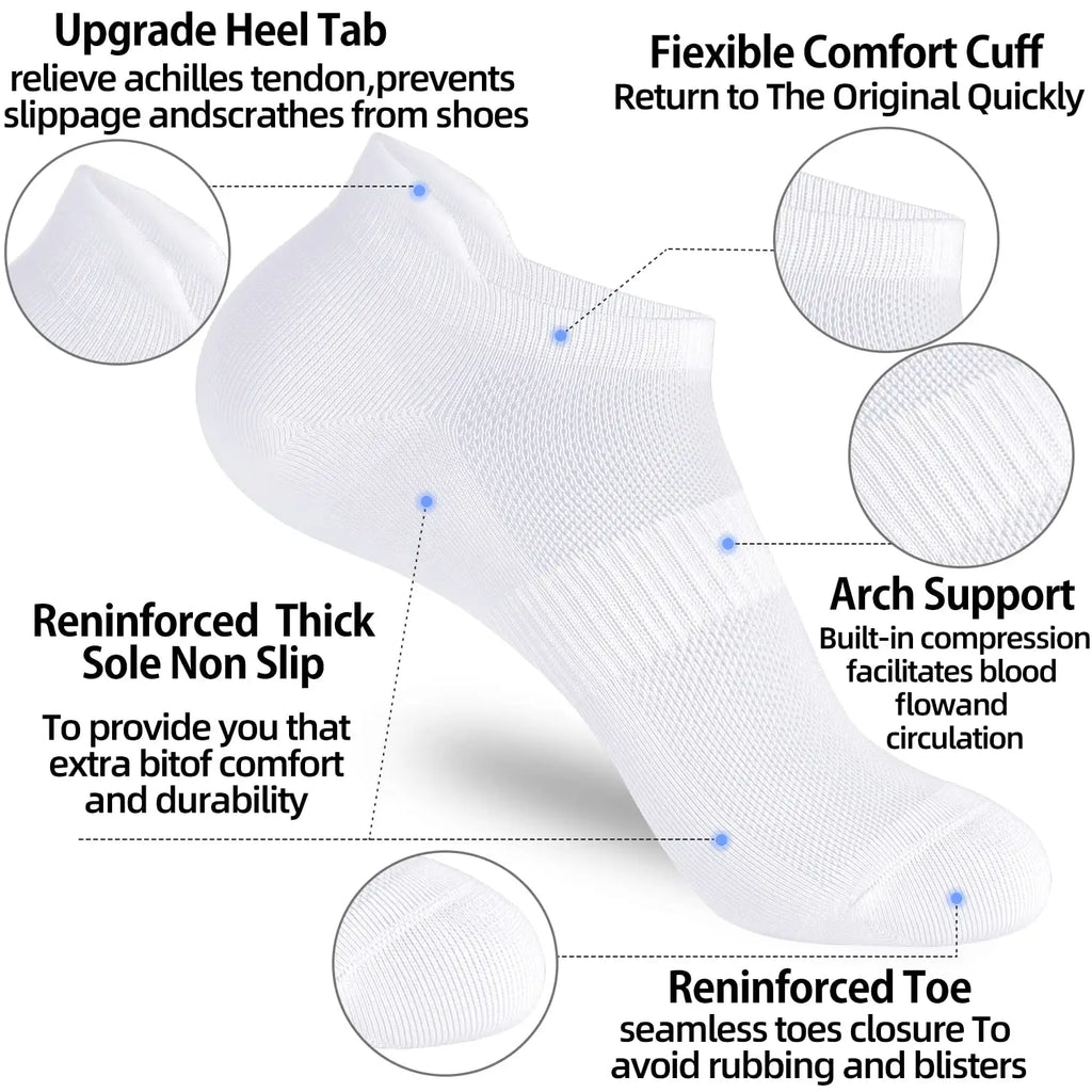5/10 pairs of ankle sports running socks white soft thin low top short film men's and women's socks