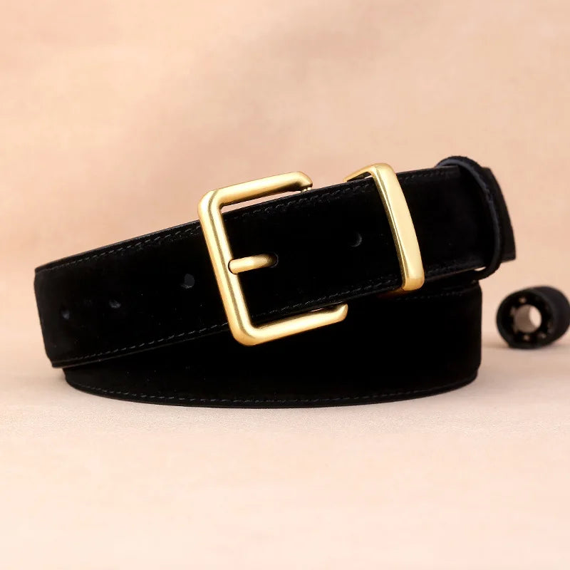 Sude Belt Cow Genuine Leather For Man And Lady With Oxford Fabric Strap Genuine Leather Luxury Pin Buckle Blue Belts