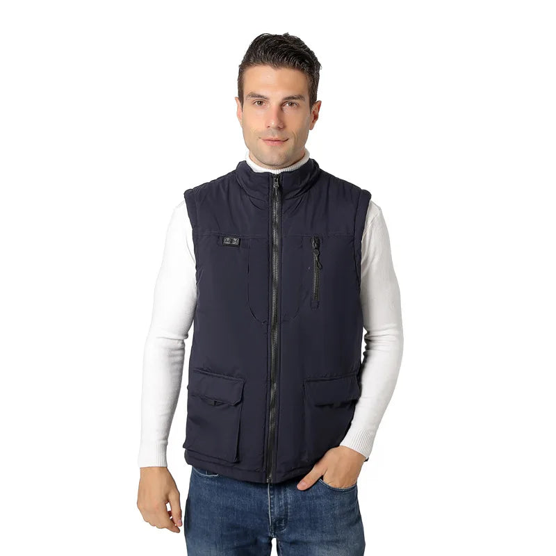 11 Areas Winter Men's Heating Vest Double Control Electric Warmth Outerwear Jacket Outdoor Anti-Cold Warm Camping Waistcoat