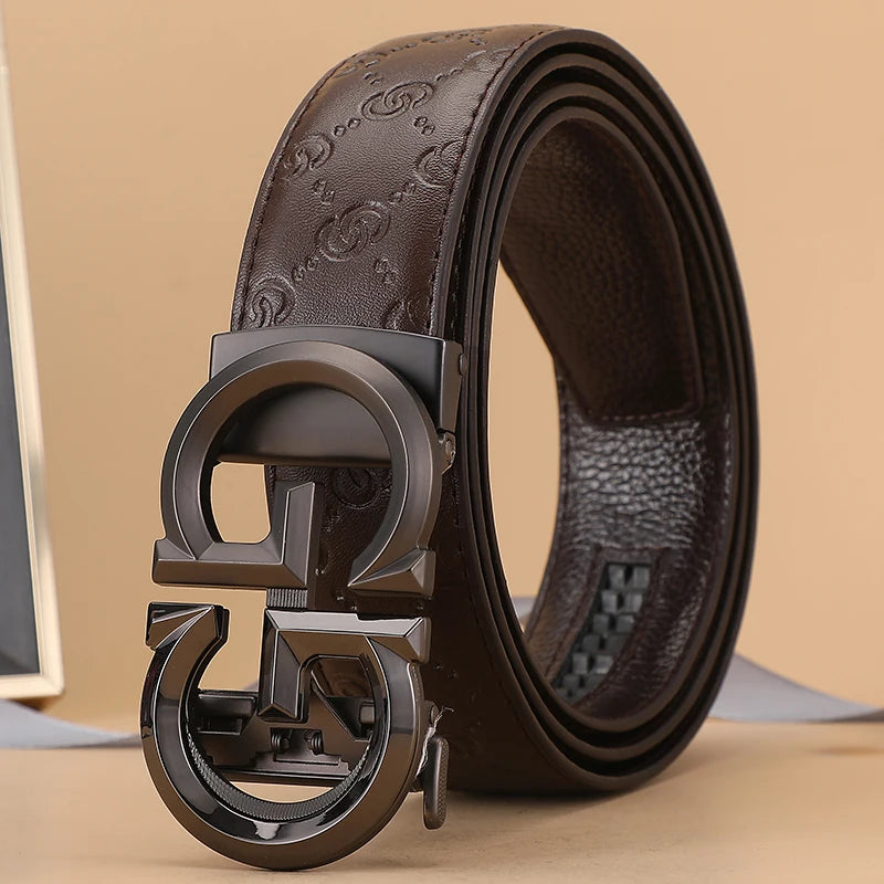 High Quality Casual 34mm Men's Belt Designer Genuine Leather Belts Strap Male Metal Smooth Buckle Fashion men belt for jeans