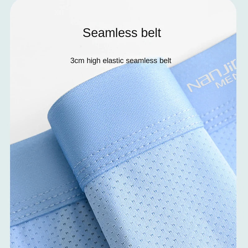 Men Boxers Men's Underwear 3A Antibacterial Underpants Ice Silk Men Boxer Shorts Breathable Elastic Male Panties Plus Size L-6XL