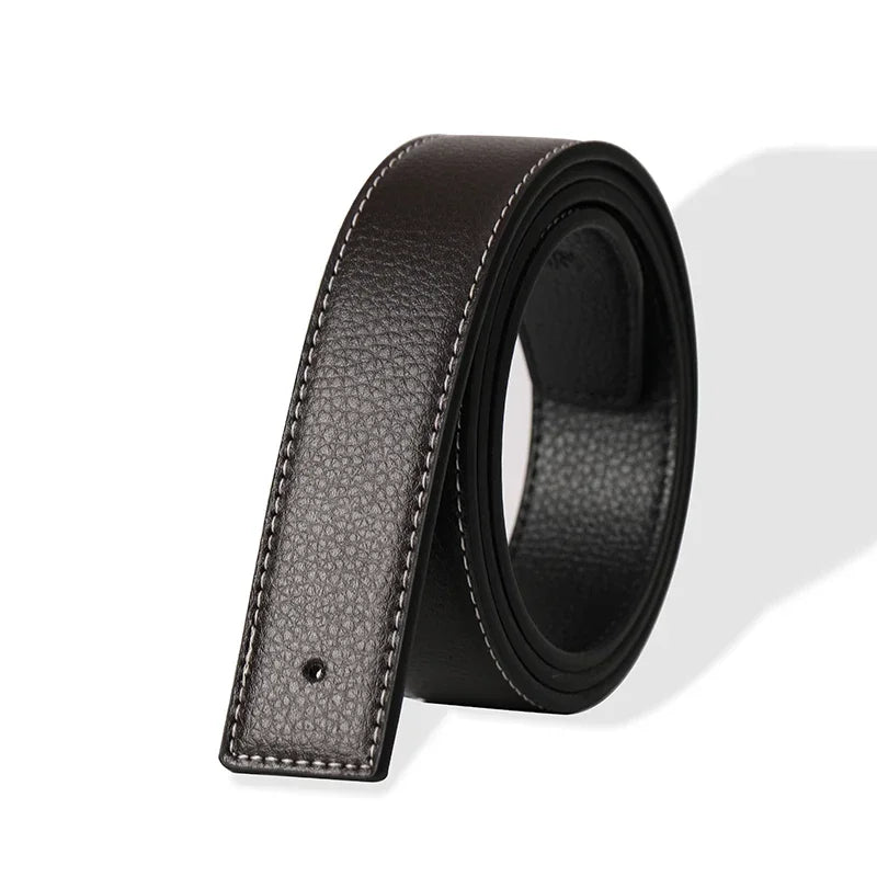 3.8cm PU Leather No-Buckle Belt - Unisex Smooth Pin Fastening Waistband for Men & Women, High-Quality Adjustable Strap