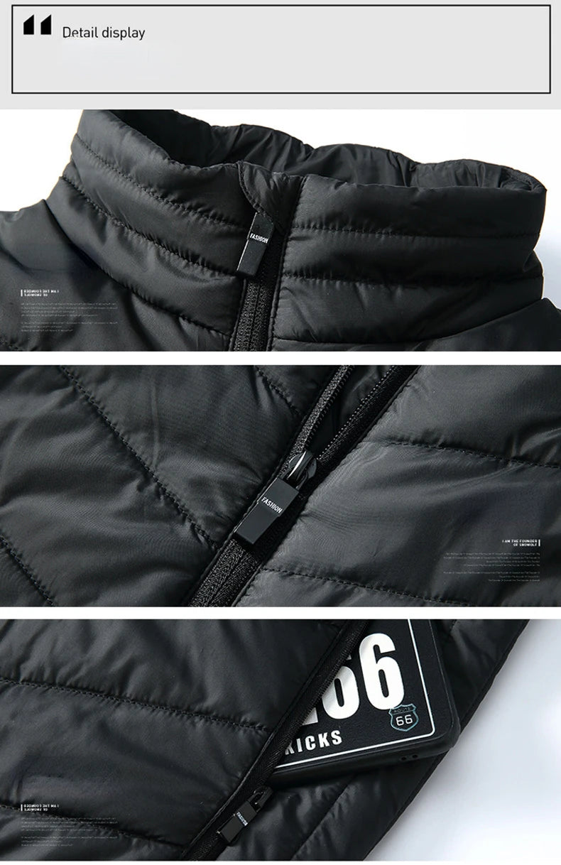 21 Heating Areas Jacket Men's Winter USB Electric Heating Warm Sleeveless Padded vest Infrared Heating Clothes Men Snow Ski Vest