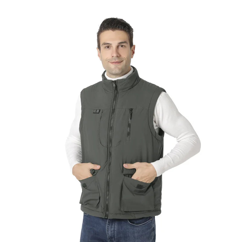 11 Areas Winter Men's Heating Vest Double Control Electric Warmth Outerwear Jacket Outdoor Anti-Cold Warm Camping Waistcoat