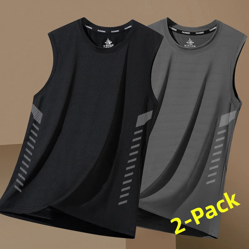 Men's Loose Ice Silk Svel Sports Vest Qui Dry Summer New Sle Running Baskeall Fitn Training Breathable Polyest...