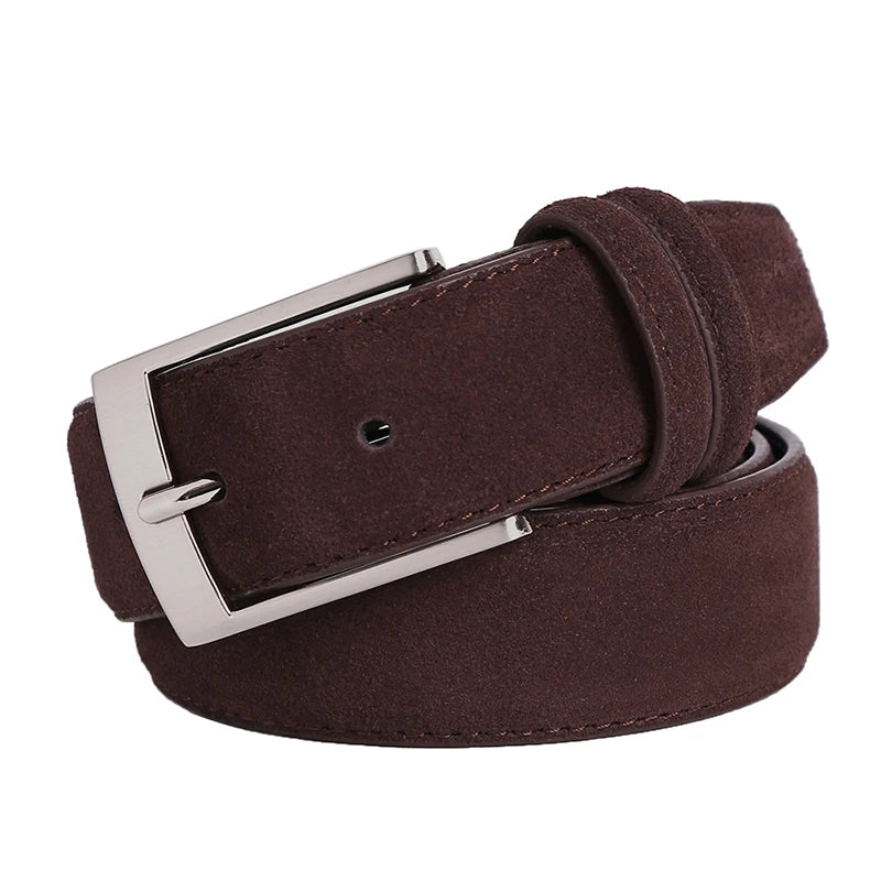 Sude Belt Cow Genuine Leather For Man And Lady With Oxford Fabric Strap Genuine Leather Luxury Pin Buckle Blue Belts