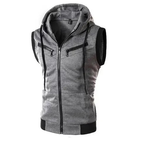 Fashionable New Men's Vest Hooded Sleeveless Solid Color Casual Slimming Smooths Your Silhouette Tank Top Three Colors