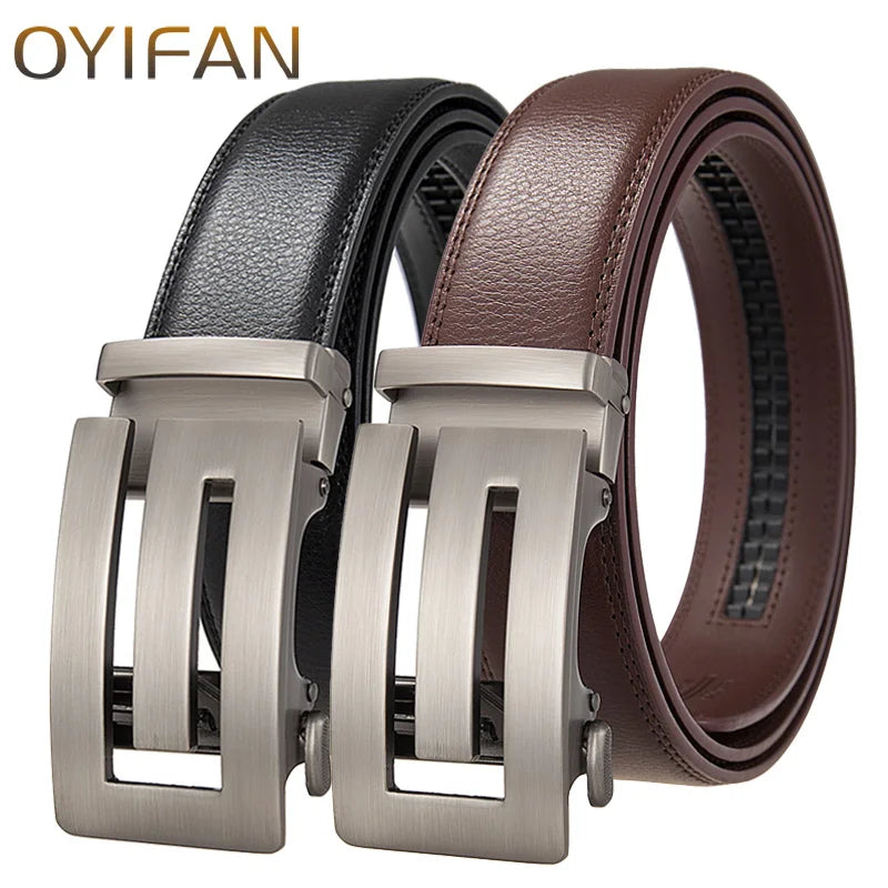 OYIFAN Men's Belt Genuine leather belt Man's high quality luxury business automatic belt Adjustable designer belt for men