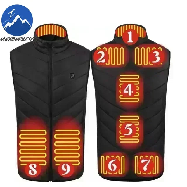 17 Zone Heating Vest Men's USB Infrared Thermal Jacket Smart Heating Clothes New Winter Cold-proof Thick Sleeveless Coat Hiking