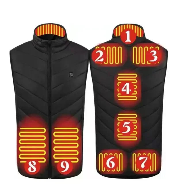 17 Zone Heating Vest Men's USB Infrared Thermal Jacket Smart Heating Clothes New Winter Cold-proof Thick Sleeveless Coat Hiking