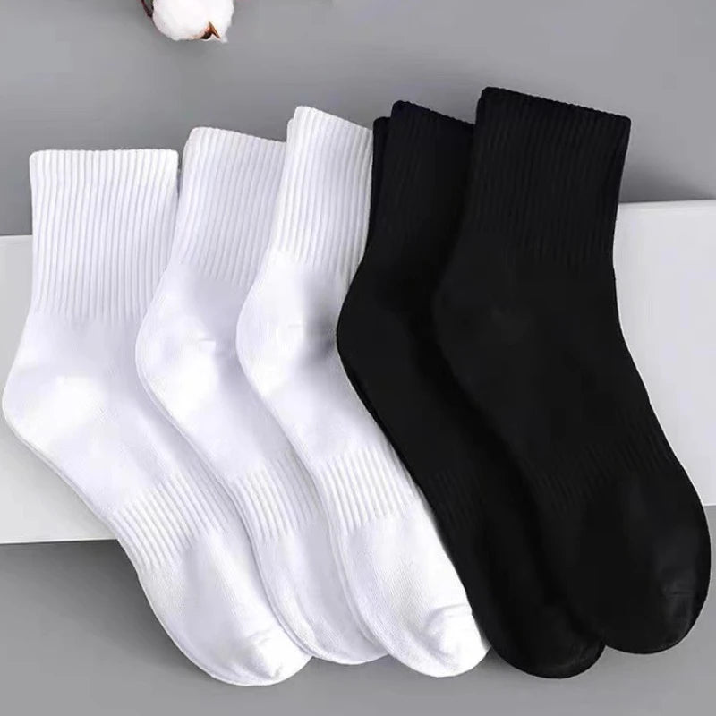 1/5Pairs New Men Cotton New Style White Socks Men Soft Breathable Sports Long Socks Summer Winter for Male Socks Plus Size