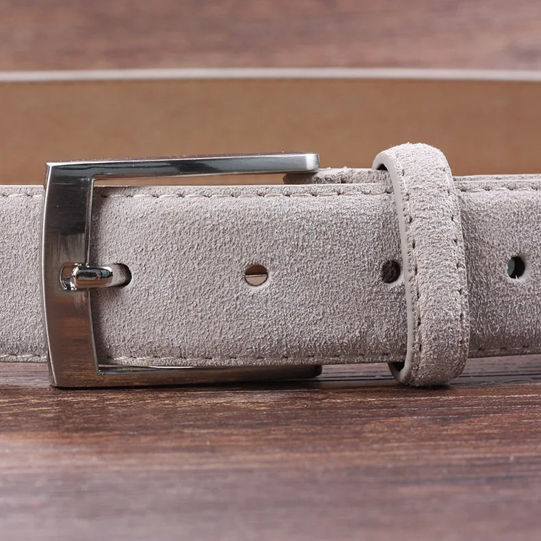 Sude Belt Cow Genuine Leather For Man And Lady With Oxford Fabric Strap Genuine Leather Luxury Pin Buckle Blue Belts