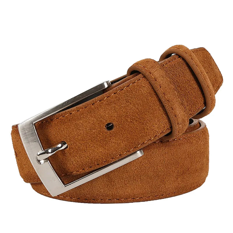 Sude Belt Cow Genuine Leather For Man And Lady With Oxford Fabric Strap Genuine Leather Luxury Pin Buckle Blue Belts