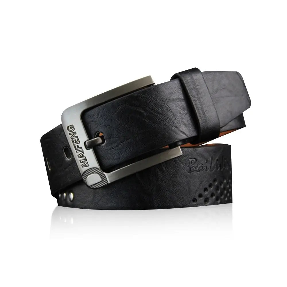 Simple Leather Men's Belt Luxury High Quality Classic Buckle Business Cowboy Vintage Waistband Alloy Belts