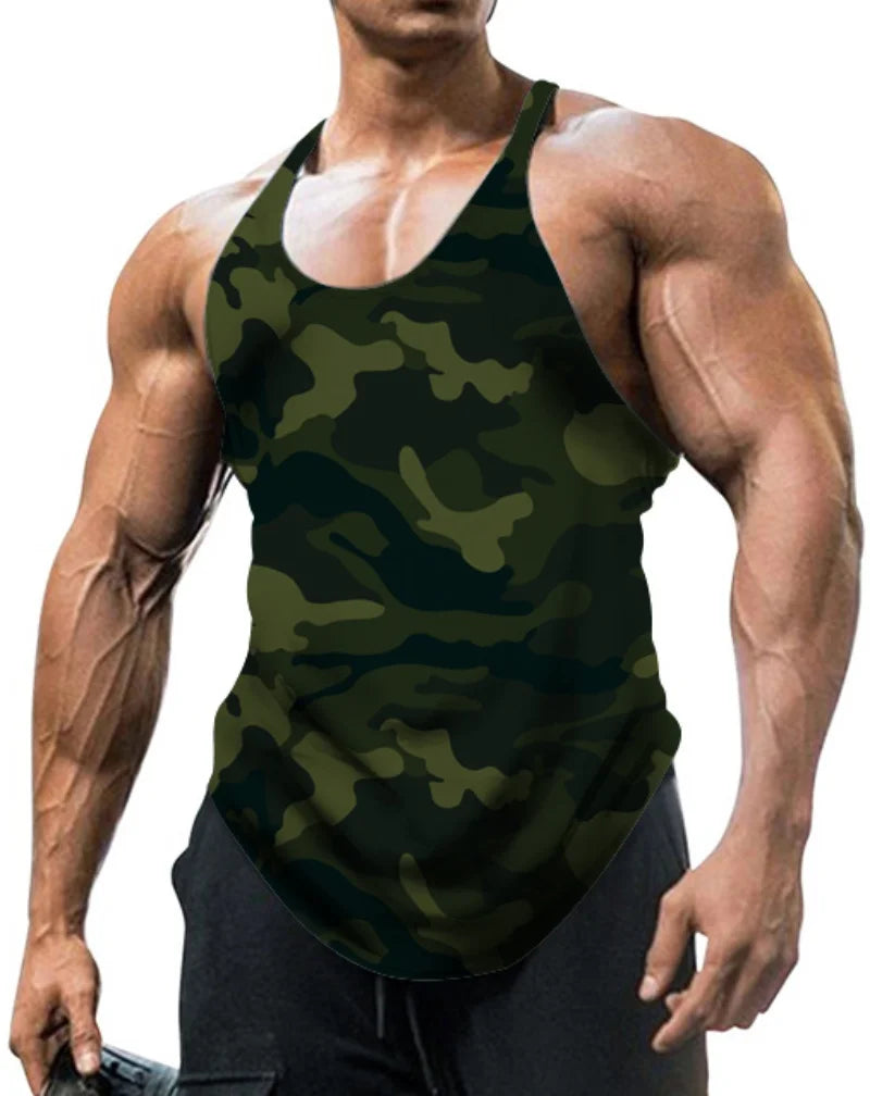 Men's Thin Camouflage Sleeveless  Vintage Sports Fitness Training Vest