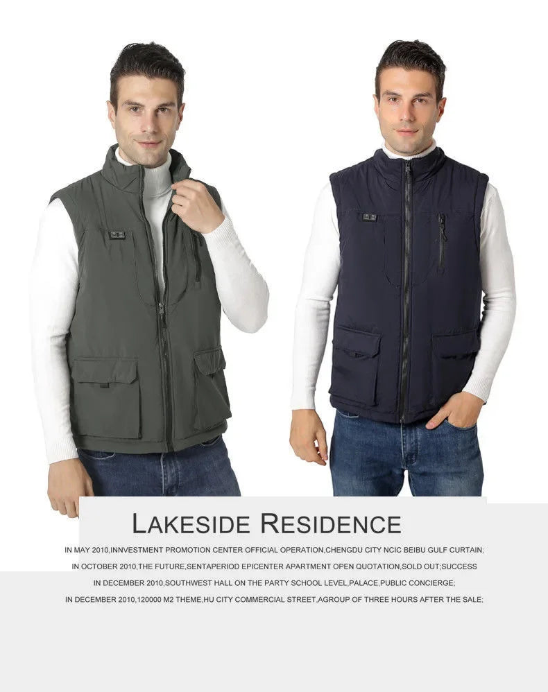 11 Areas Winter Men's Heating Vest Double Control Electric Warmth Outerwear Jacket Outdoor Anti-Cold Warm Camping Waistcoat