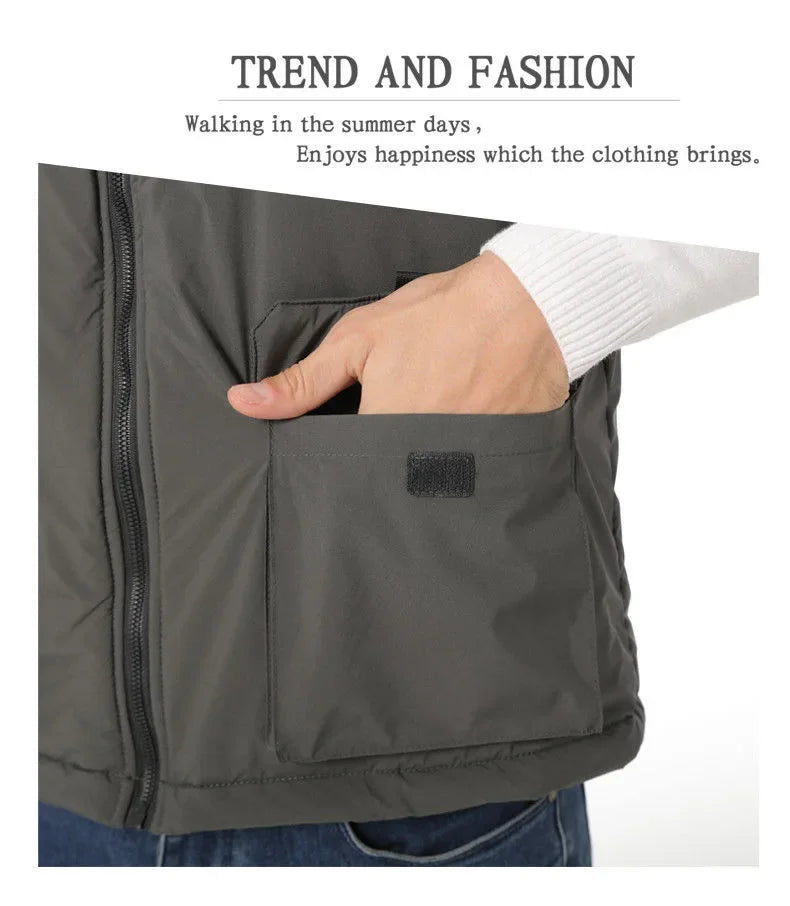 11 Areas Winter Men's Heating Vest Double Control Electric Warmth Outerwear Jacket Outdoor Anti-Cold Warm Camping Waistcoat